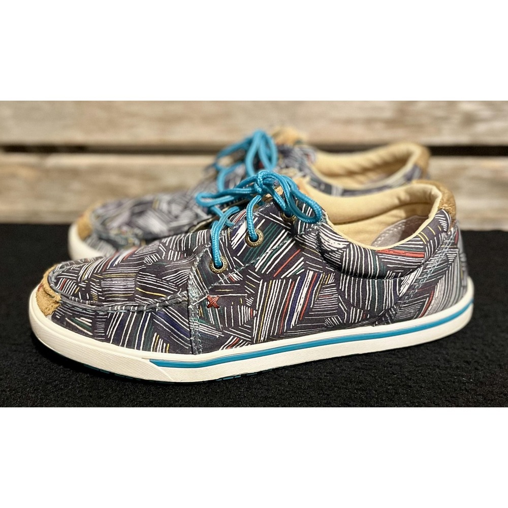 Twisted X Shoes Womens Size 7.5 Multi Color Canvas Casual Moc Loafers WHYCO03